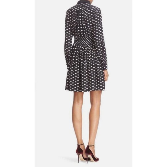 Kate Spade Womens Swan Print Silk Blend Shirtdress Dress Size XL Black SP EXC - Picture 2 of 12